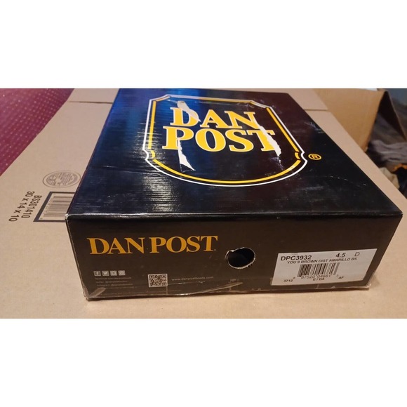 Dan Post Kids Amarillo Western Boot Size 4.5 D Brown Leather Black Embroidered - Picture 8 of 8